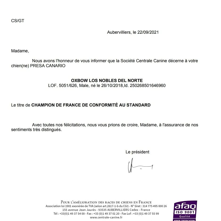 Los Nobles Del Norte - Homologation du Titre de Champion de France
